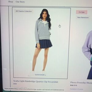 Addison Bay Navy & White Striped Quarter-Zip Top scuba